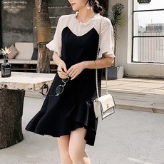 時尚蝴蝶荷葉邊點綴 女性柔美時尚風格 孕婦短袖抓皺連身裙