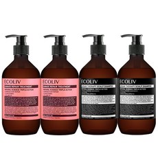 ecoliv 損傷滋潤護髮素 500ml 2入+頭皮護理洗髮精 500ml 2入, 1套
