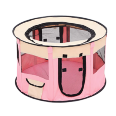 毛小孩星球 圓形摺疊寵物圍欄帳篷 貓狗適用 幼犬幼貓產房 玩具房 粉色 M, 1個