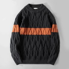 男士時尚粗線條麻花長袖針織衫