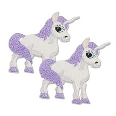 紫色獨角獸刺繡布貼, 混色, 2個