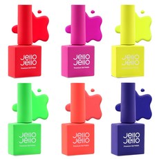 Jello Jello 凝膠指甲油6件組, 活力紅, 洋紅紫, 極致黃, 巨嘴鳥綠, 烈焰珊瑚, 新潮藍, 1個, 60ml