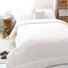 Beau Monde 龜背芋燒花超細纖維鋪棉被, 象牙白