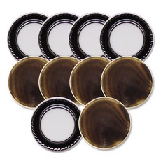 開襟衫 外套 裝飾鈕扣 23mm 圓邊 5入 + 豹紋 5入, 白鎳, 深棕色, 1套