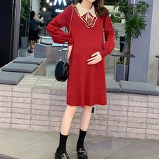 少女風針織孕婦連身裙