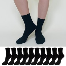 가파치 여성용 스포츠 논쿠션 무지 중목 양말 10켤레 세트, 블랙, 1세트