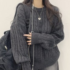 女性必備麻花紋寬鬆針織衫