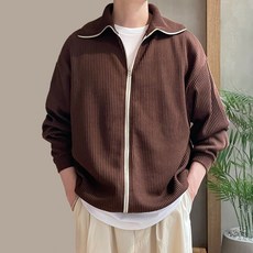 高領羅紋針織拉鍊衫 T2943