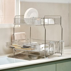 LIVENS 高級304全不鏽鋼瀝水碗盤架 一般型, 單一顏色, 2層