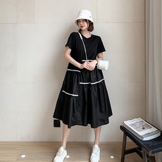 Lemon Soul Shumo 綁帶亮點傘狀連身裙, 黑色