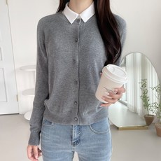 잘빠진 여성용 라운드넥 클래식 가디건