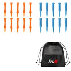 NAYASTYLE PE 高爾夫長球梯 GFYP-169-6 10入 + 塑膠高爾夫長球梯 177-4PU 10入 + 收納袋套組, 橘色(GFYP-169-6), 藍色(177-4PU)