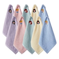 從棉 30 支純棉公主刺繡毛巾 5 種 x 2 件套, 1套, 藍色/薄荷色/紫色/粉色/黃色