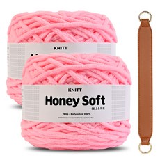 니뜨 허니 소프트 뜨개실 190g x 2p + 골드링 숏가죽 스트랩 세트, 12 라이트핑크, 1세트