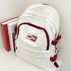 FROMHEAVEN 男女通用 WEOUS 休閒後背包 H816, 象牙白 + 酒紅色