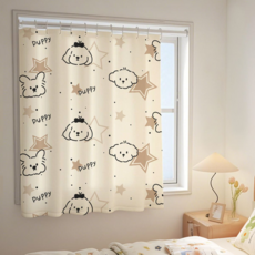 Mimisole 遮光窗簾 塗層 隔熱 防風 掛鉤式, 象牙白 小狗