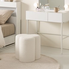 인디우드 부클레 클로버 스툴 화장대 간이 의자, 화이트, 1개