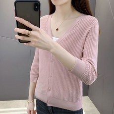 MarketA 女款簡約羅紋涼感開襟衫