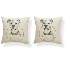 귀여운 애완견 흑백 아트 패브릭 쇼파 쿠션 커버 2p