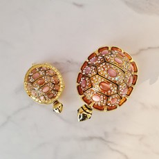 INTODECO 健康 長壽 財富 意義 貓眼石 烏龜 迷你模型 2件組, 混合色