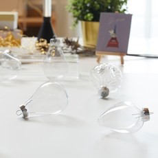 HOUSENSE 聖誕節裝飾品 裝飾 透明造型球 3款 x 4入組, 透明, 8cm, 1套