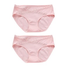 交叉線條蕾絲低腰孕婦內褲 2件組