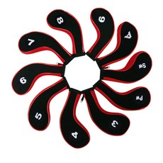 J-BIC 高爾夫球桿桿頭鐵桿套 10件組, 紅色
