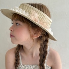 채니봉봉 여아용 드림 레이스 밀짚 썸머 햇