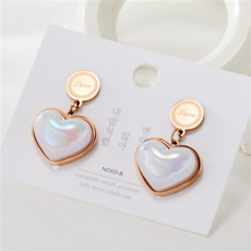 노이드비 여성용 오로라 진주 볼드 하트 러브코인 귀걸이