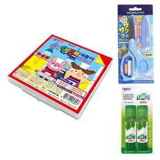 동아피엠에스 종이나라 5000 양면 색종이 케이스 + 고쿠요 SAXA 플라이 캡 가위 블루 + 나라풀 15g x 2p 세트, 1개