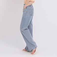 아루아 여성용 뒷밴딩 밑단컷팅 하이웨이스트 와이드 데님 팬츠 WJ525