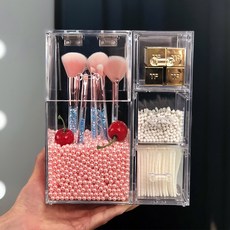 찐노마진몰 브러쉬보관함 02 다기능 브러시 양동이 서랍 + 핑크 펄, 1개