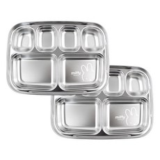 白色Miffy不鏽鋼餐盤 6格 2個, 混和色