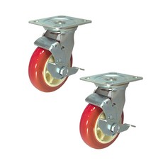 MASTER.S 大信腳輪工業工業運輸設備腳輪中載紅色120mm聚氨酯底座扁平B/K BK DS 3040 PUB(R)-BK, 2個