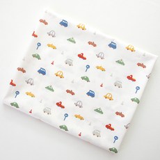 COTTONVILL 大韓紡織 有機30支紗汽車圖案布料 Little Bba-bba, 1個, 象牙白