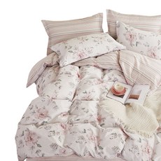 eyah 宜雅 200織純棉床包 + 枕套 晚空 粉 台灣製