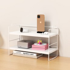 SOHEIM 木製書桌整理迷你層架, 全白色, 2層