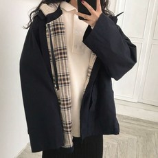 구디프 여성용 체크 퀼트 안감 웜 바람막이 자켓