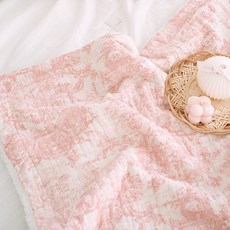 EmonG 嬰幼兒用 Toile de Jouy 毛絨雙面毯, 粉紅色