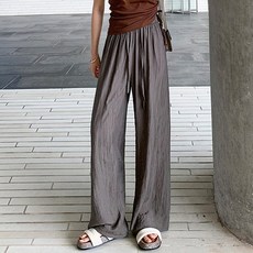 레몬소울 여성용 시원한 아이스 밴딩 기본 와이드 팬츠