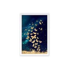 Marvel In Home 家居裝飾 黃金蝴蝶 木框海報組, 白色