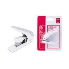 deLi 鈕扣超薄簡易訂書機33號針E0465+迷你1孔打孔隨機出貨E0111, 白色的, 1套