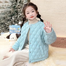 Orangedamom 女童圓領簡約絎縫刷毛外套