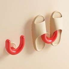 알럽홈 흡착식 U자형 슬리퍼 신발 걸이 10.8 x 10.9 cm, 레드, 2개