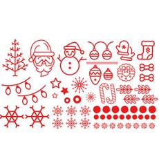 聖誕裝飾貼紙 款式5, 紅色