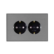 TILINS 橫式雙孔插座 深灰色, 1個