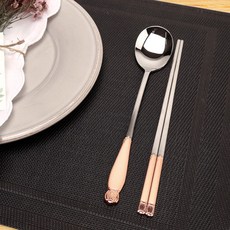 INHYUN Gongbang 玫瑰金皇冠湯筷2人禮品組, 玫瑰金, 湯匙 2p + 筷子 2p + 收納盒 + 禮品包裝, 1套