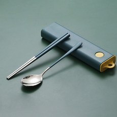 Dometopia DOTO 食道樂便攜式餐具組, 1套, 藍綠色, 湯匙 + 筷子 + 收納盒