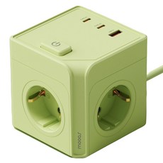 무아스 더 큐브 마그넷 USB 고용량 멀티탭 3구, 올리브그린, 1개, 1.5m