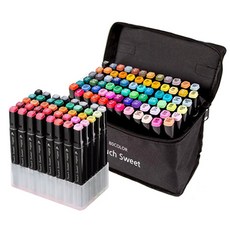 Touch Sweet 雙頭麥克筆 BLACK + 筆筒隨機出貨組合, 80色, 1套